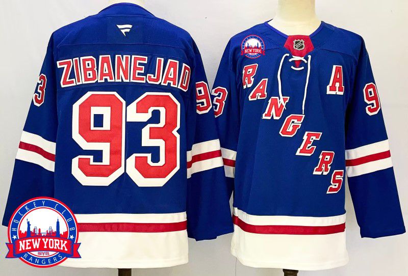 Men New York Rangers 93 Zibanejad Blue Fanatics 2025 NHL Jersey style 4